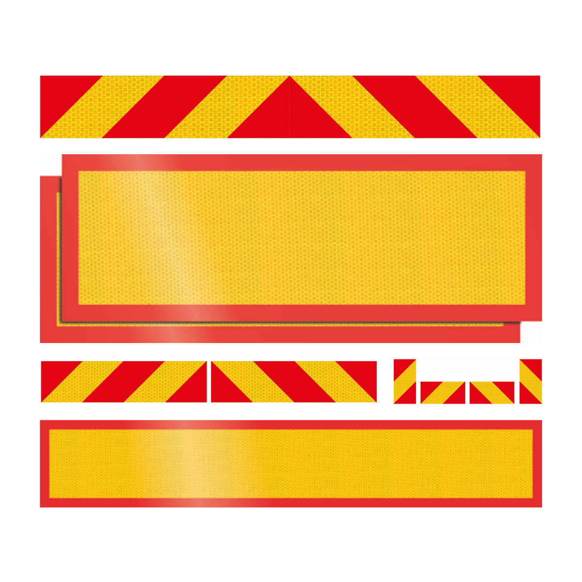 Achterzijde markering: achtermarkering t1132, fluo rood, set van 2 stuks achtermarkeringen r566, set achtermarkeringen t566, set van 4 achtermarkeringen t283, achtermarkering r1132, fluo rode boord