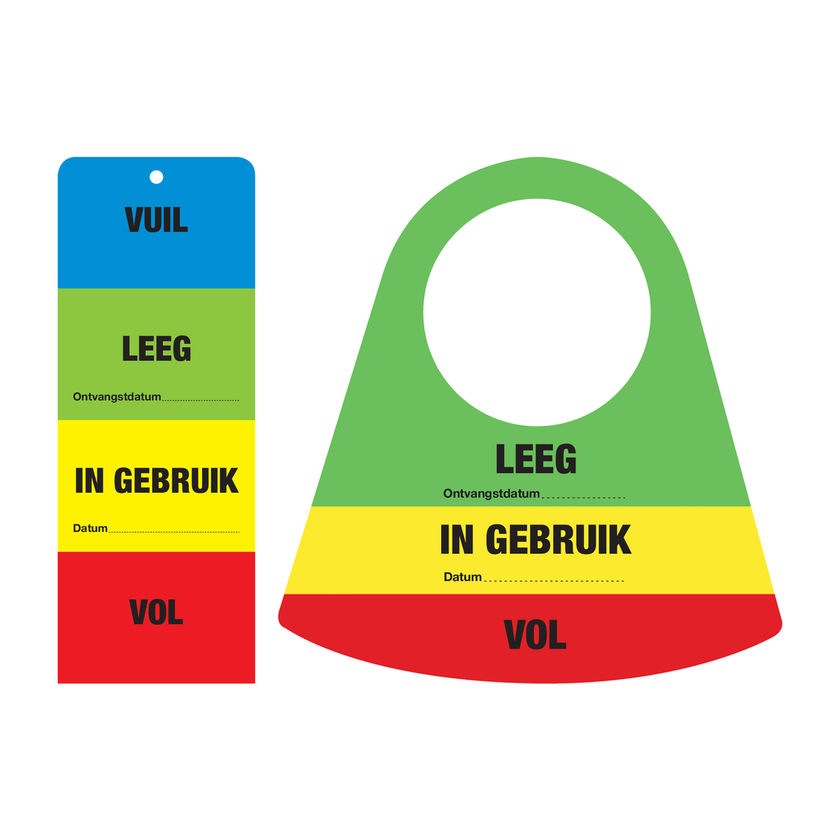 Afscheurbare labels: onderhoudslabels, gasfles labels