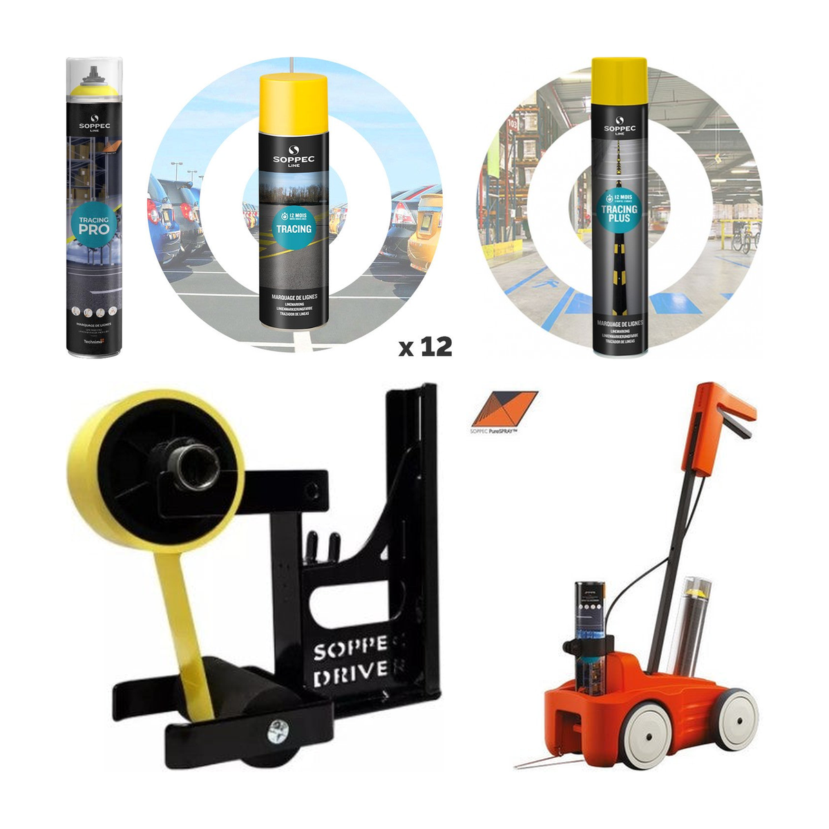 Lijnmarkering: tracing pro ,zichtbaarheid 12 maanden, tracing 500 driver , zichtbaarh.12 maand, tracing plus, zichtbaarheid 12 maanden, module vloertapemarkering voor s441600, driver markeerwagen met purespraysysteem