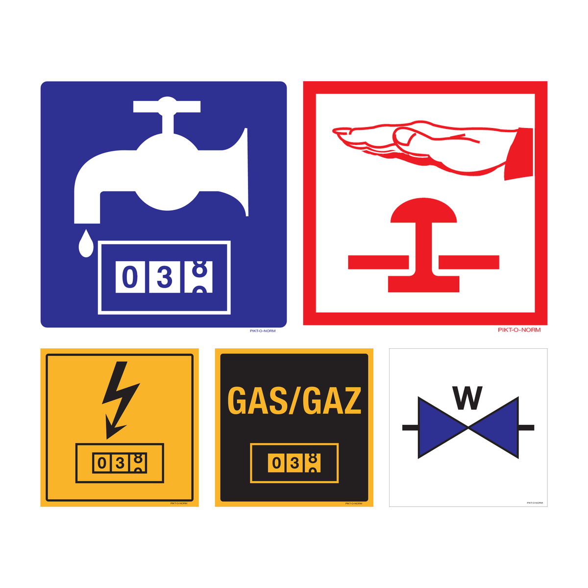 Locatieaanduiding: watermeter, noodstop, meetlocatie elektriciteitsmeter, meetlocatie gas/gaz meter, waterafsluiter