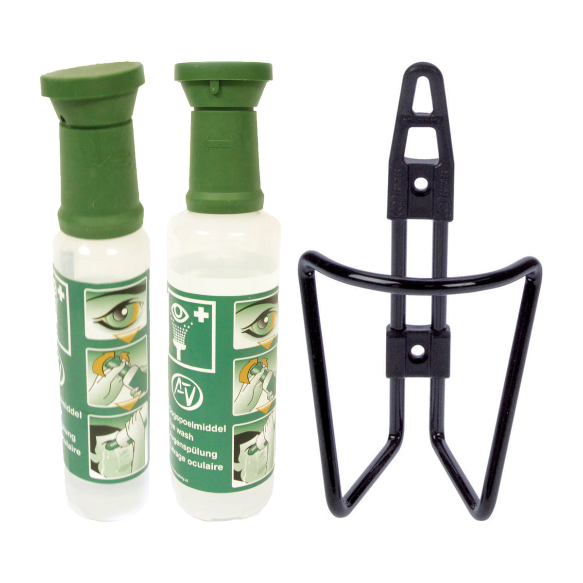 Oogspoelmiddel: oogspoelfles 250 ml, oogspoelfles 500 ml, muurhouder voor oogspoelfles