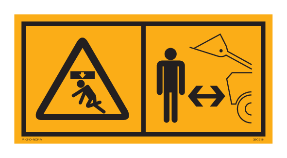 DANGER DE CHOC VERTICAL. GARDEZ DISTANCE