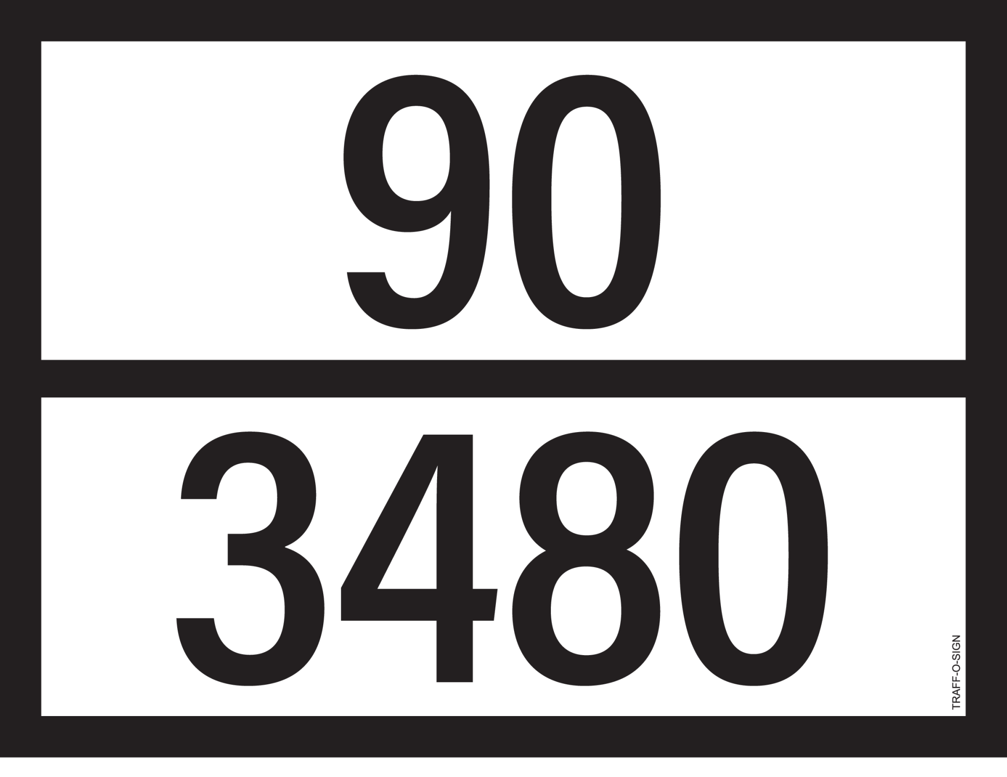 PANNEAU ADR AVEC CODE DE DANGER 90/3480