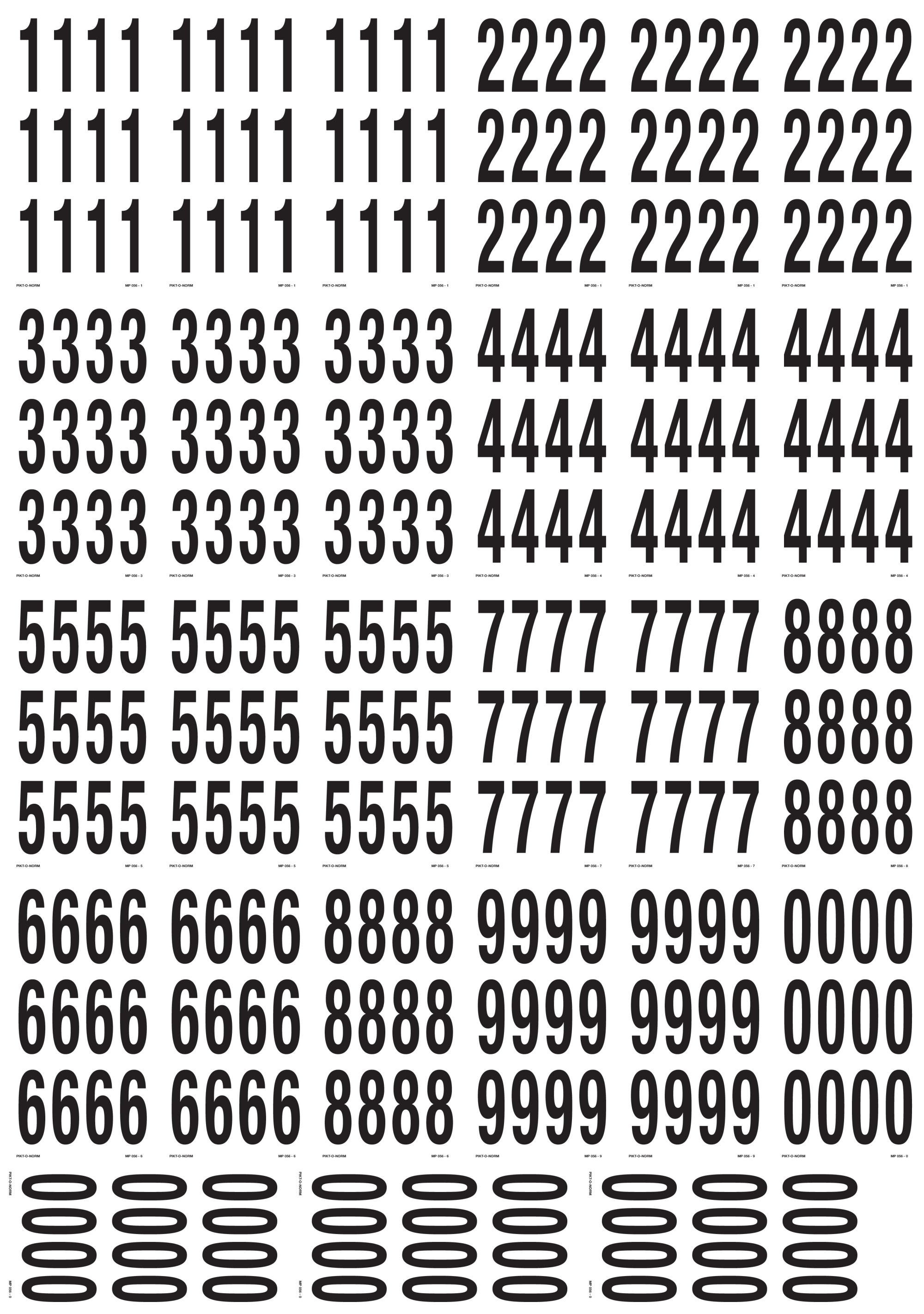 SETS DE 25 FEUILLES, CHIFFRES 0 à 9