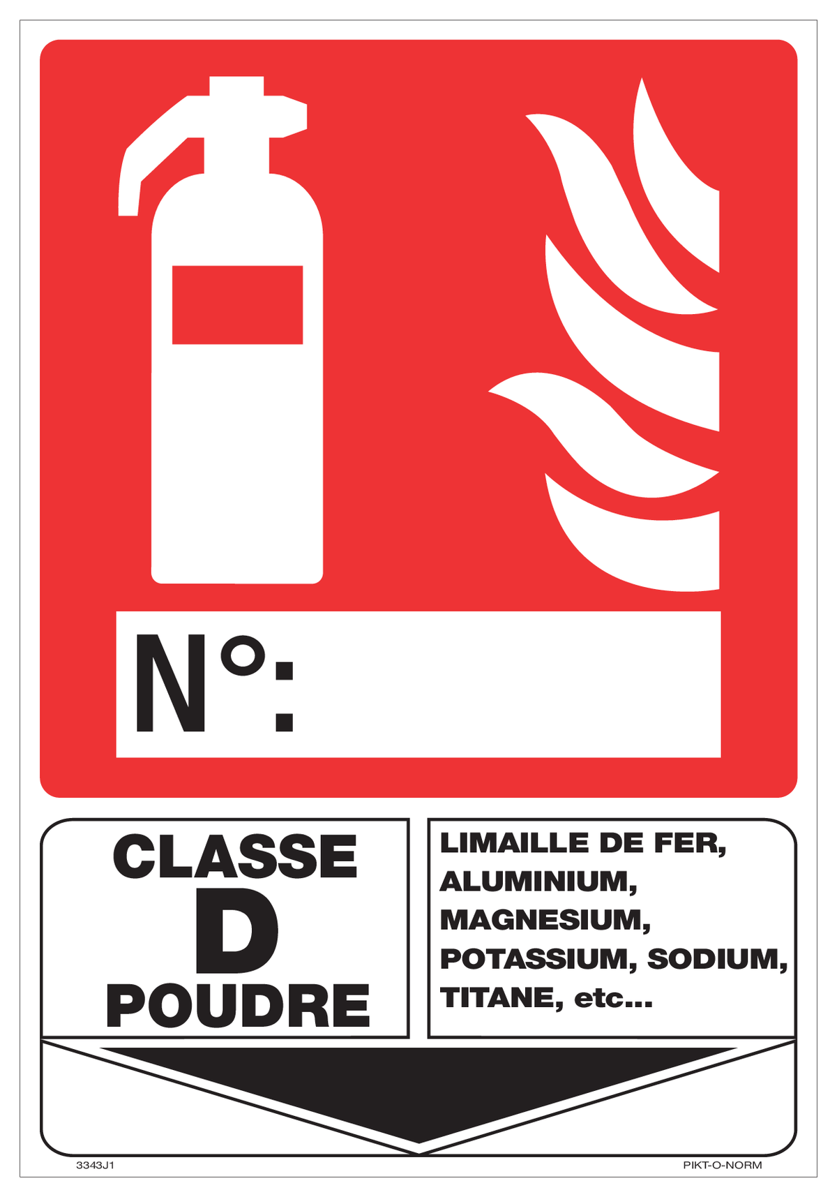 EXTINCTEUR POUDRE, CLASSE D