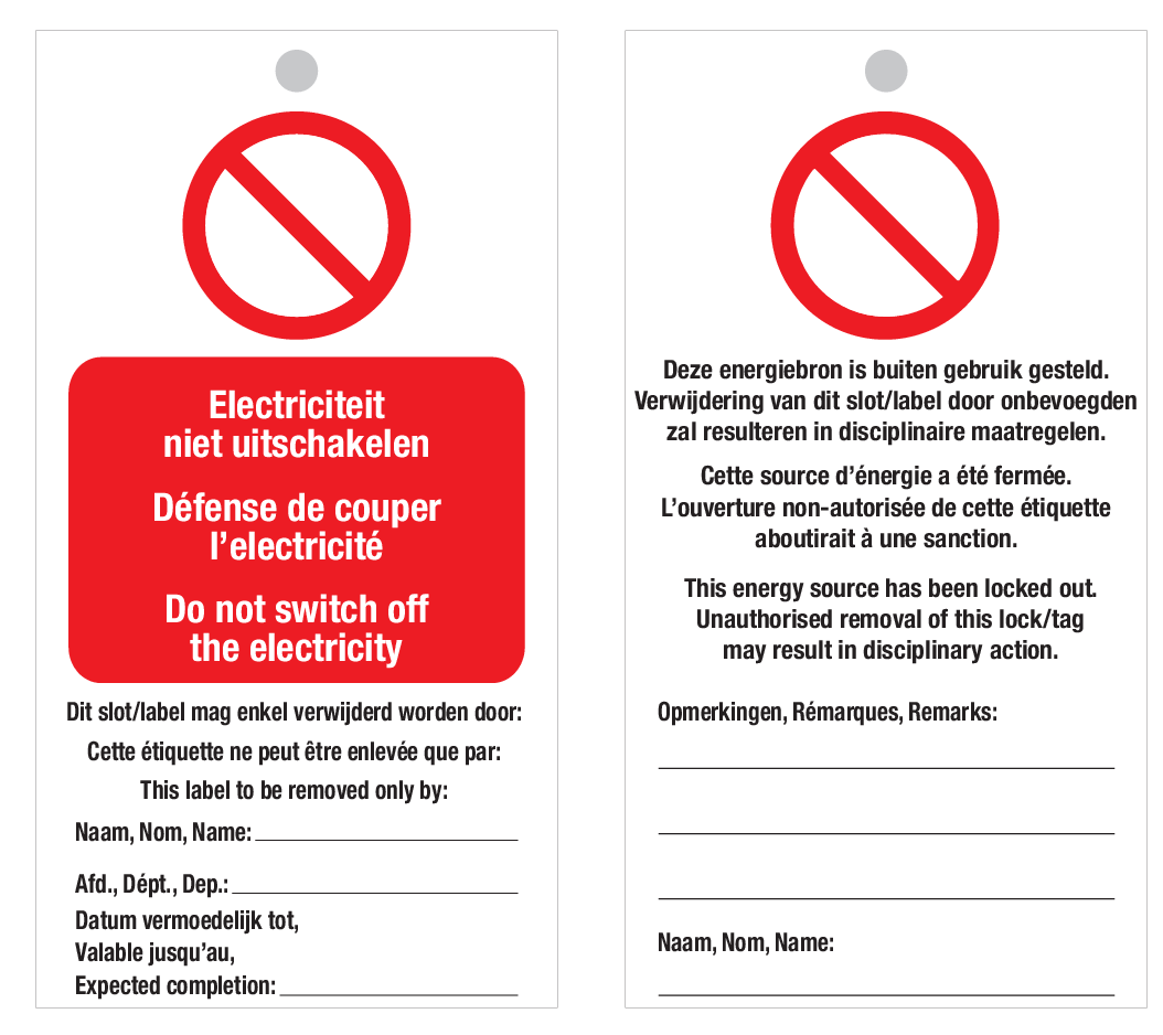 ELEKTRICITEIT NIET UITSCHAKELEN. DÉFENSE