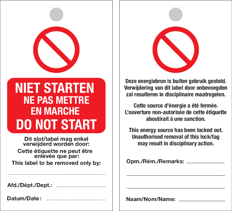 NIET STARTEN. NE PAS METTRE EN MARCHE