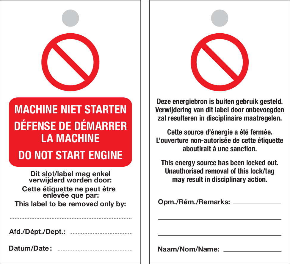 MACHINE NIET STARTEN.DÉFENSE DE DÉMARRER