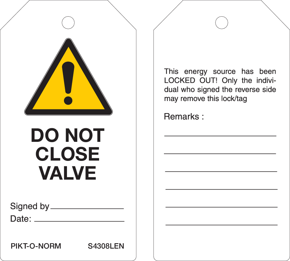 S4308LEN. DO NOT CLOSE VALVE