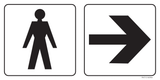 TOILETTES HOMMES AVEC FLÈCHE À DROITE