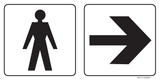 TOILETTES HOMMES AVEC FLÈCHE À DROITE