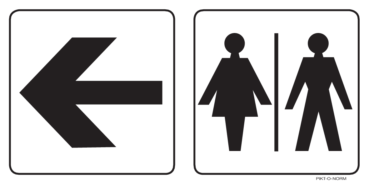 WC DAMES EN HEREN MET PIJL NAAR RECHTS