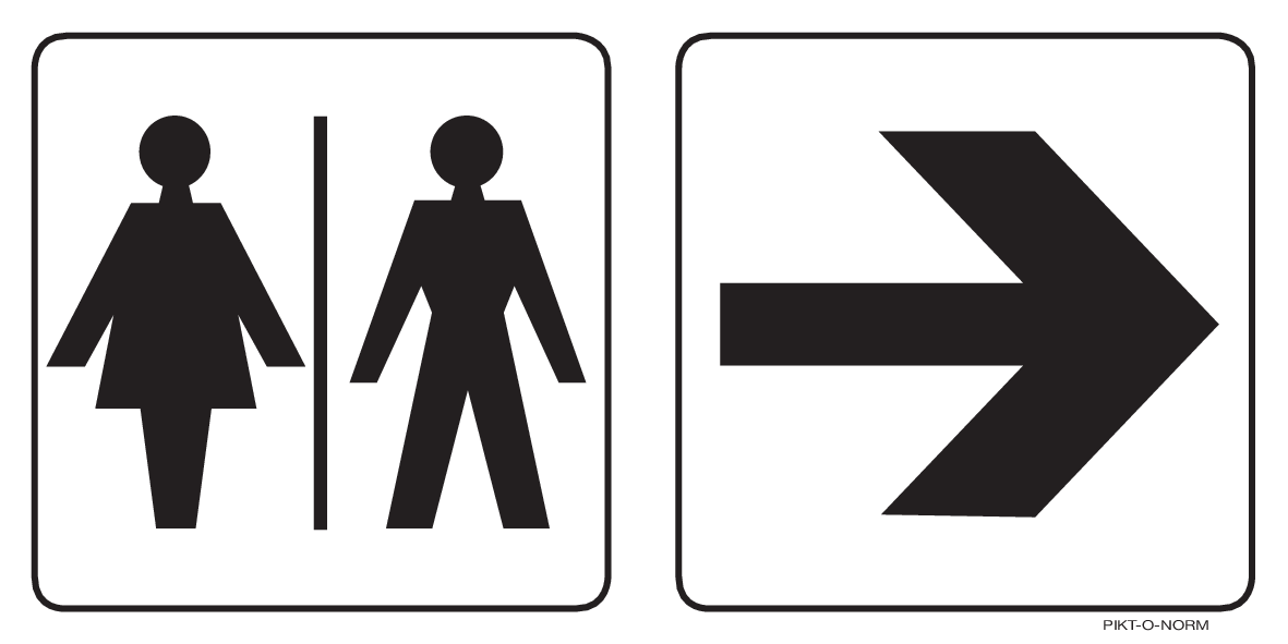 WC DAMES EN HEREN MET PIJL NAAR RECHTS