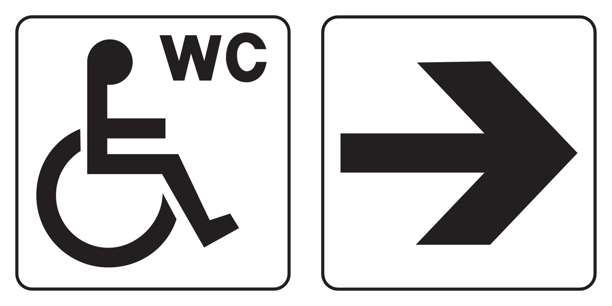 WC GEHANDICAPTEN MET PIJL NAAR RECHTS