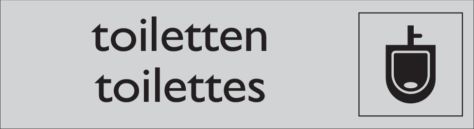 URINOIR MET TEKST TOILETTEN/TOILETTES