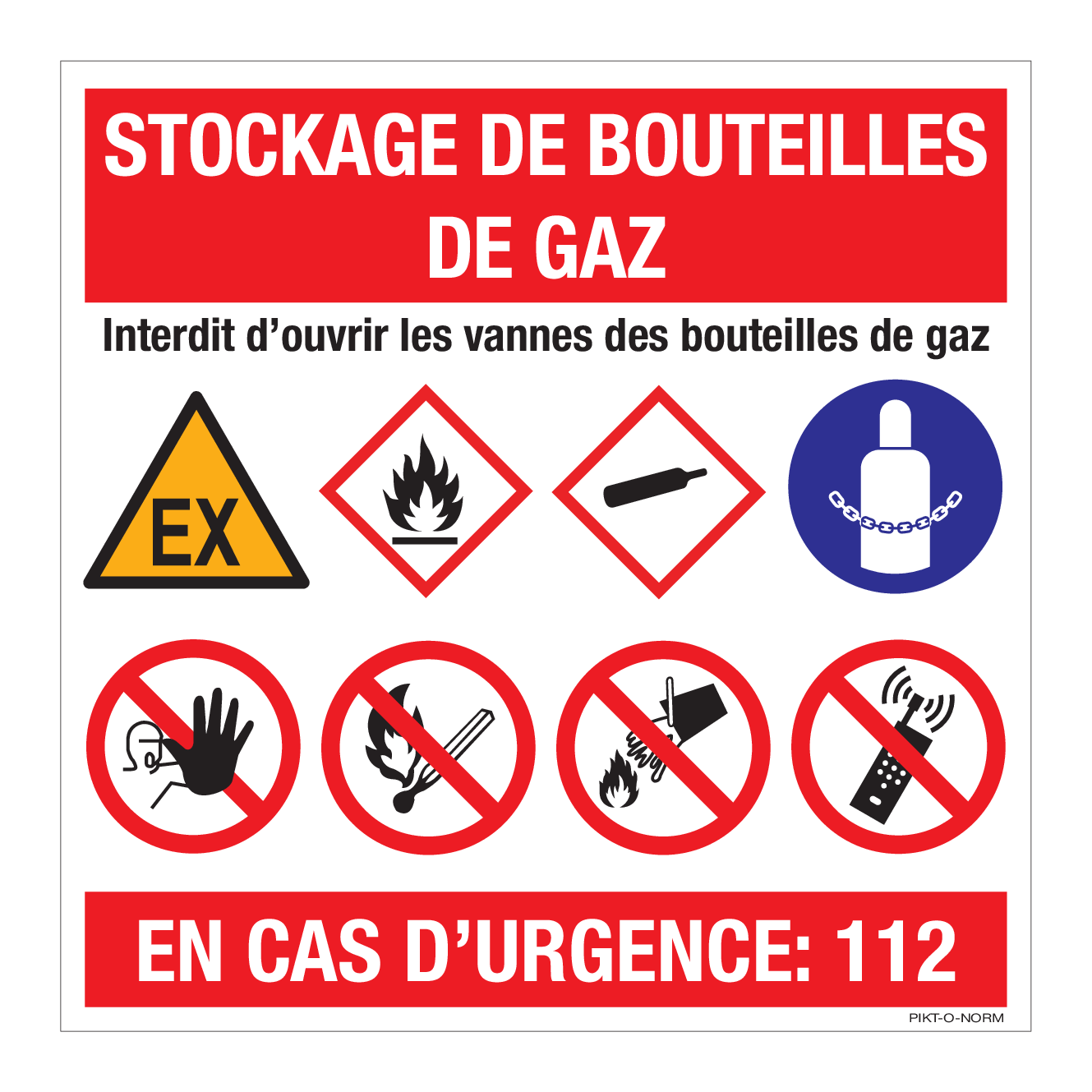 STOCKAGE DE BOUTEILLES DE GAZ, INTERDIT.