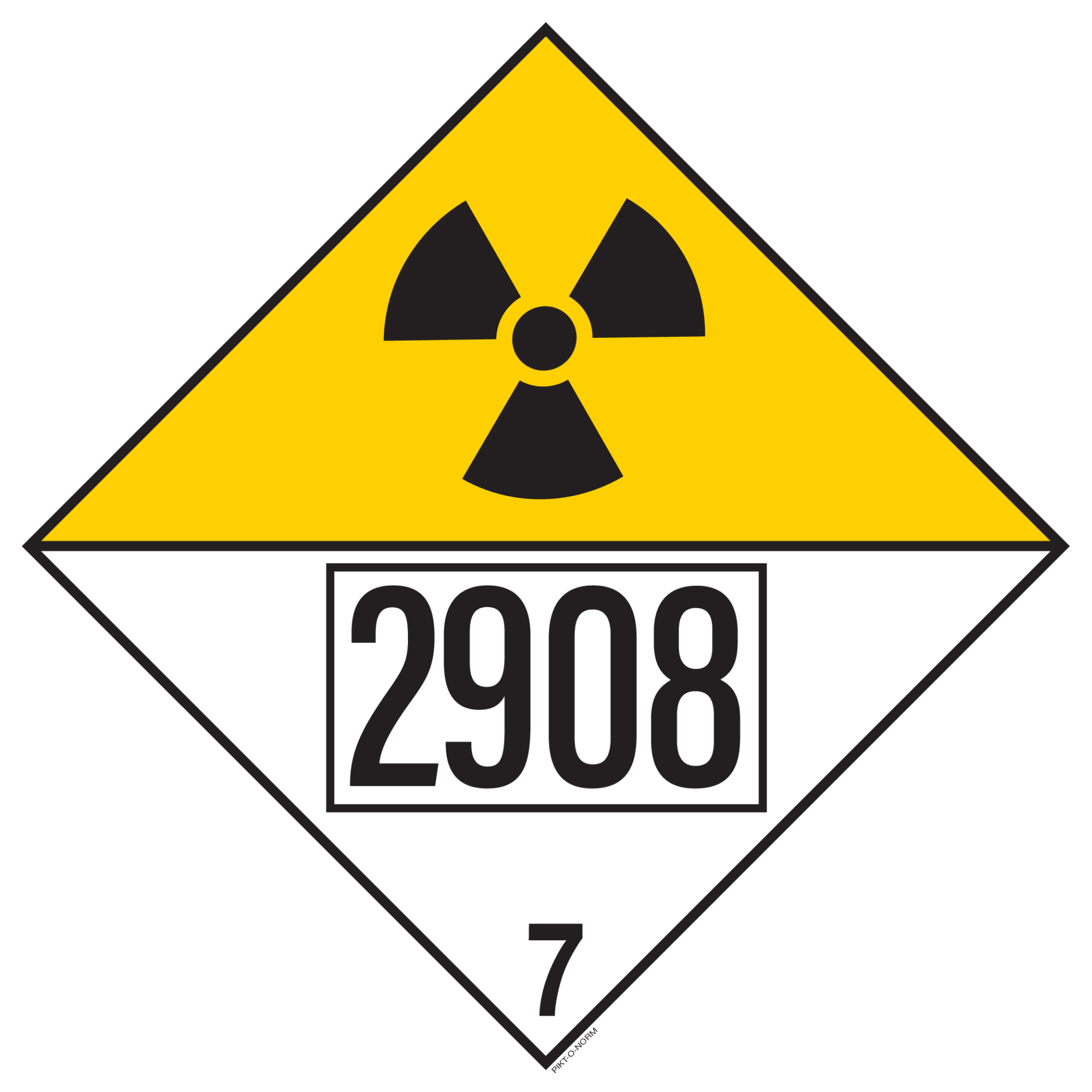 RADIOACTIVE. ADR KLASSE 7D MET UN 2908