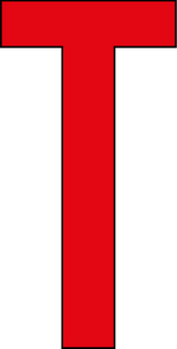 T, UITGESNEDEN LETTER