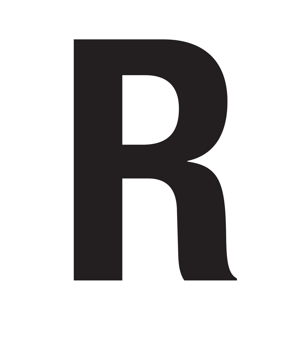 R, UITGESNEDEN LETTER OP TRANSFER