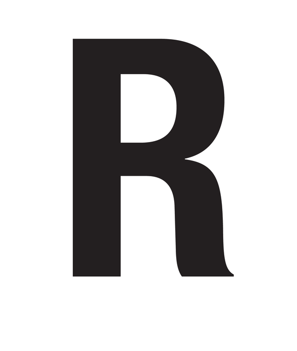 R, UITGESNEDEN LETTER OP TRANSFER