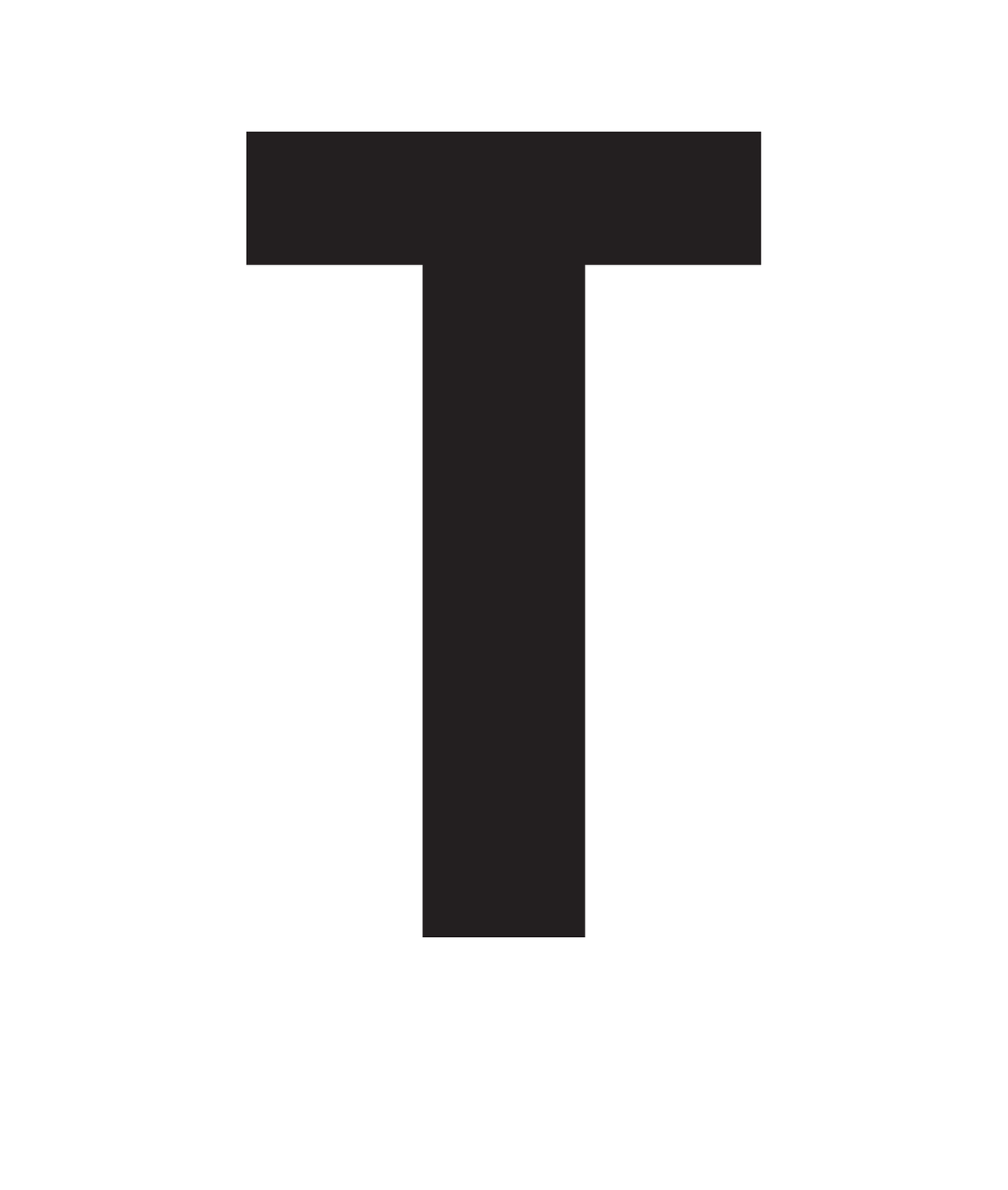 T, UITGESNEDEN LETTER OP TRANSFER