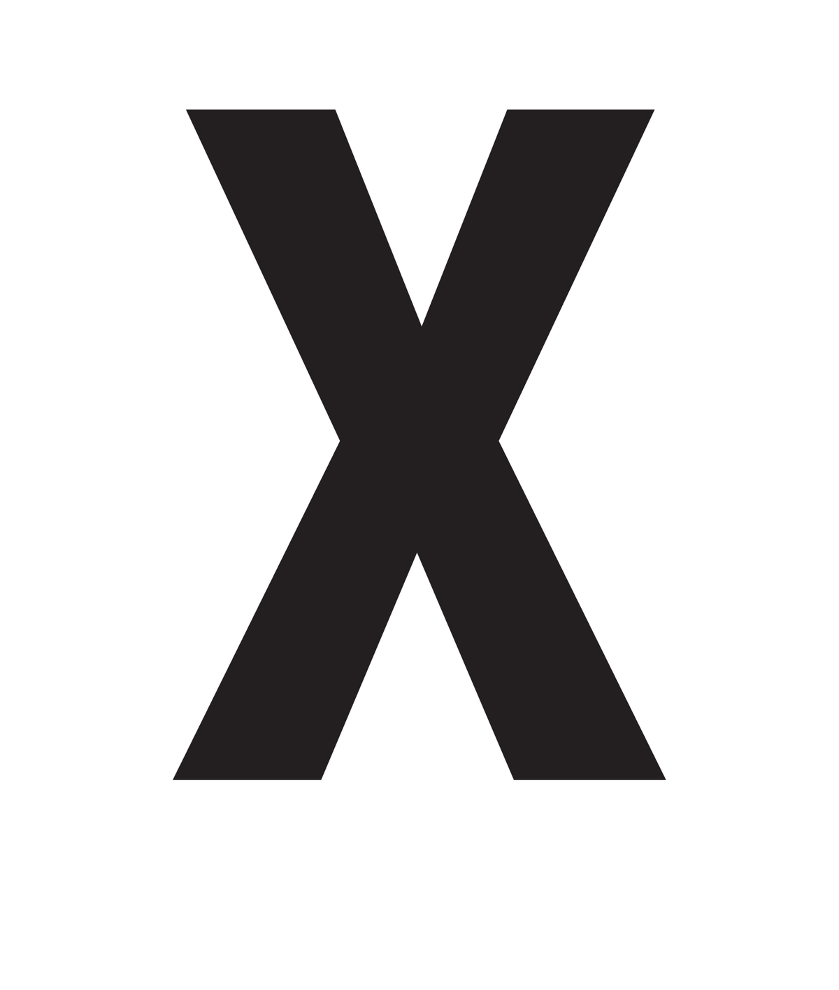 X, UITGESNEDEN LETTER OP TRANSFER