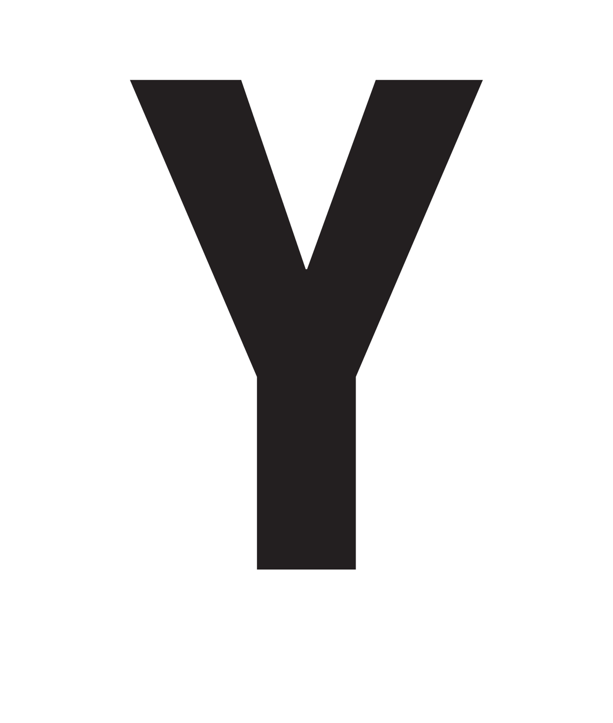 Y, UITGESNEDEN LETTER OP TRANSFER