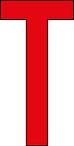 T, UITGESNEDEN LETTER