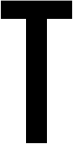 T, UITGESNEDEN LETTER