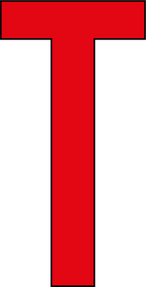T, UITGESNEDEN LETTER