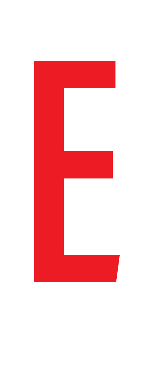 E, LETTER OP MAGNEETFOLIE