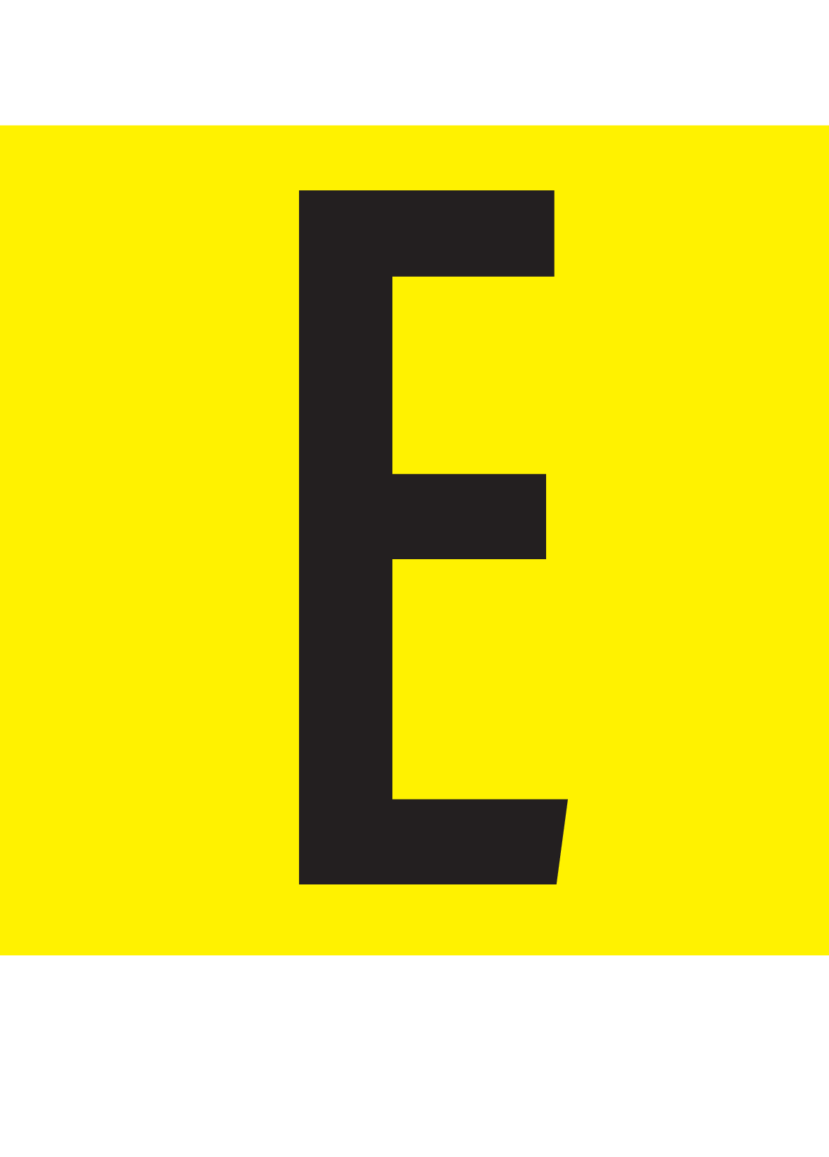 E, LETTER OP MAGNEETFOLIE