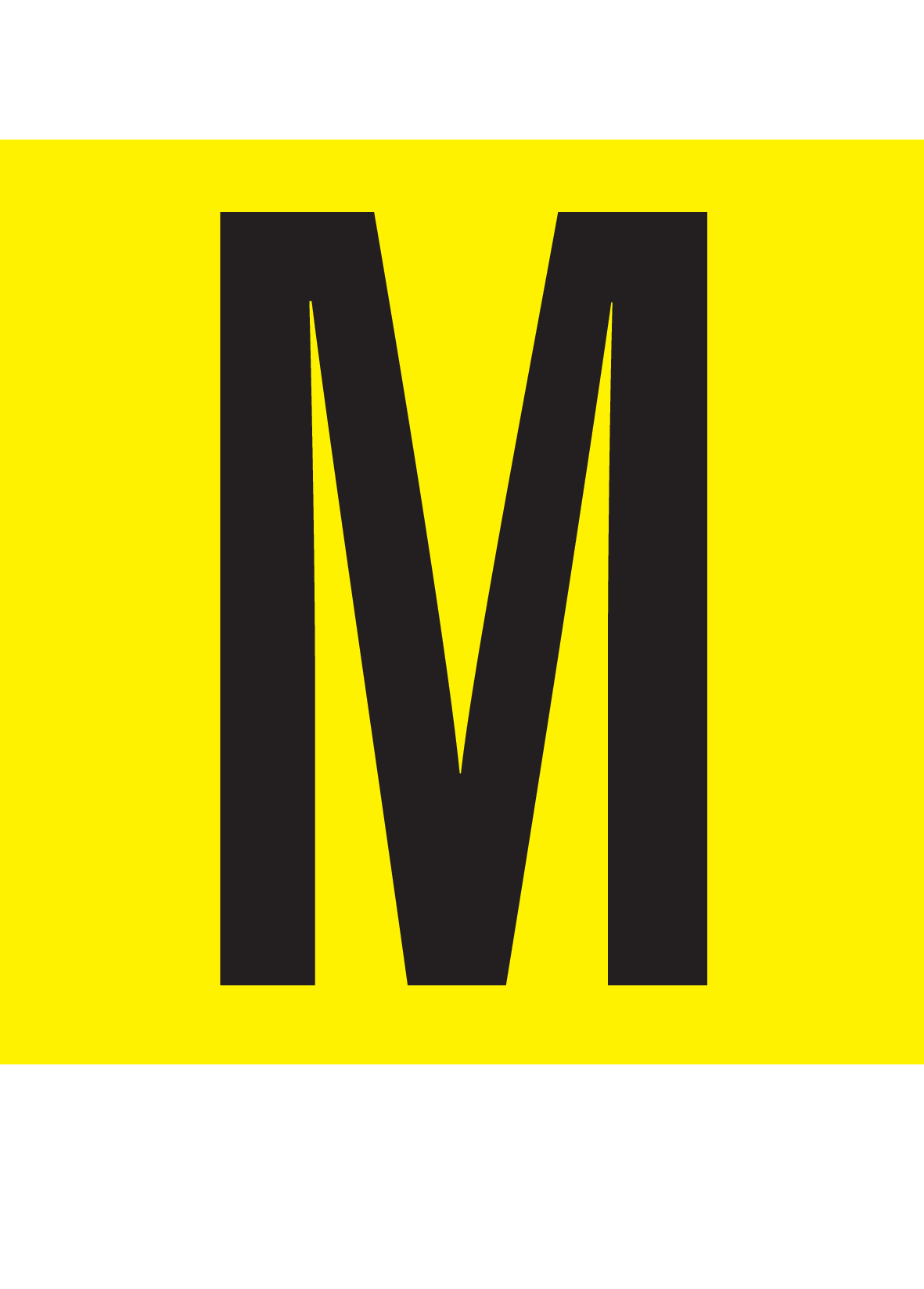 M, LETTRE SUR FEUILLE MAGNÉTIQUE