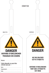 DANGER. DEFENSE D'ENCLENCHER & SLUITING