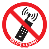 GSM VERBODEN MET TEKST: METTRE A L'ARRET
