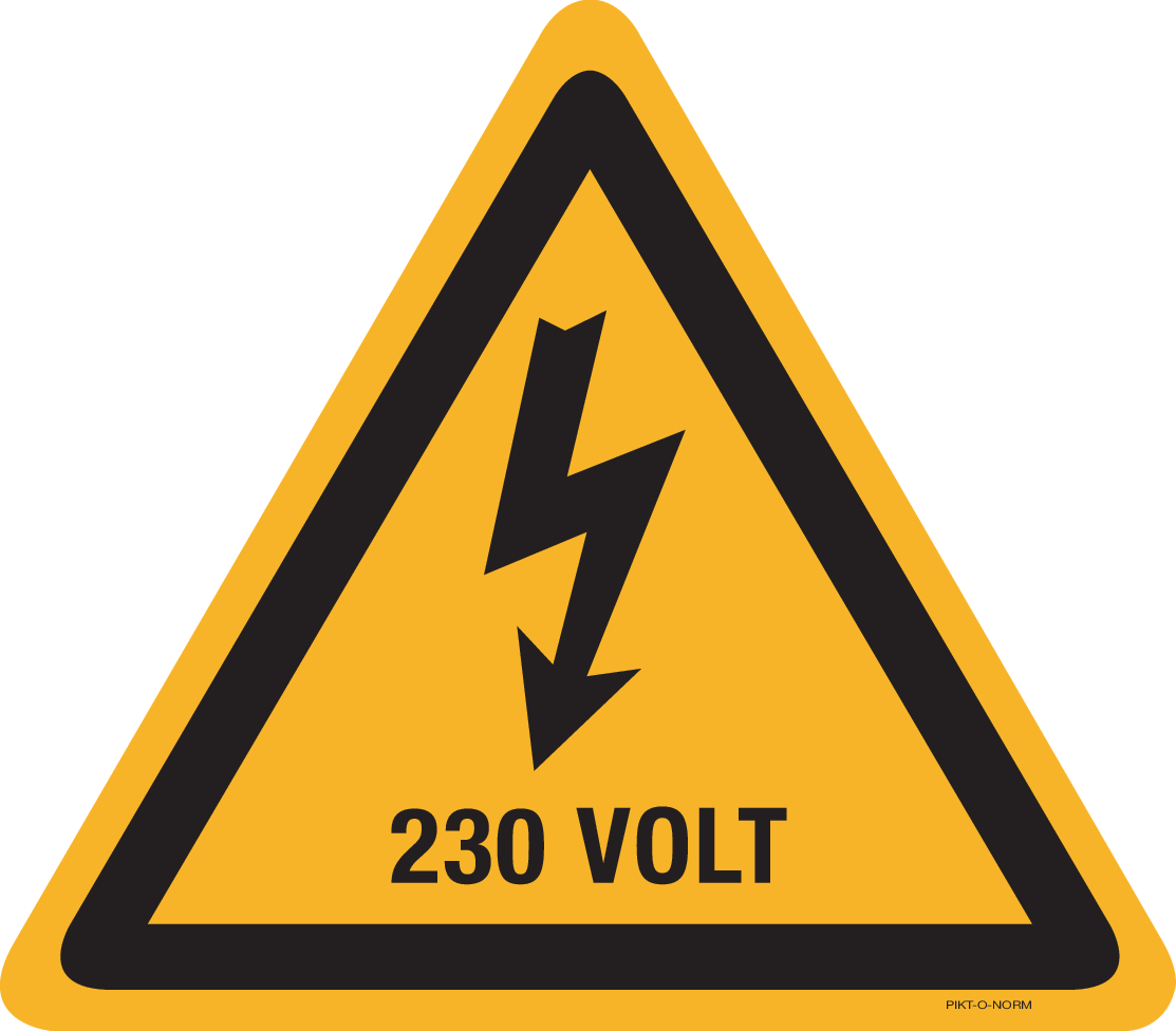 WAARSCHUWING ELEKTR.SPANNING, 230 VOLT
