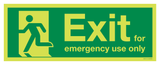 EXIT FOR EMERGENCY USE ONLY, LEFT