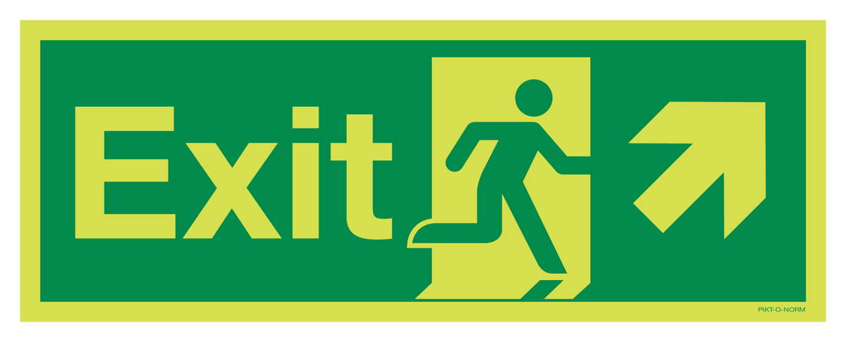 EXIT WITH RUNNING MAN AND ARROW UP RIGHT