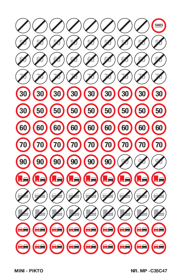 VERBODSBORDEN MAX. KM/U, DIVERSE