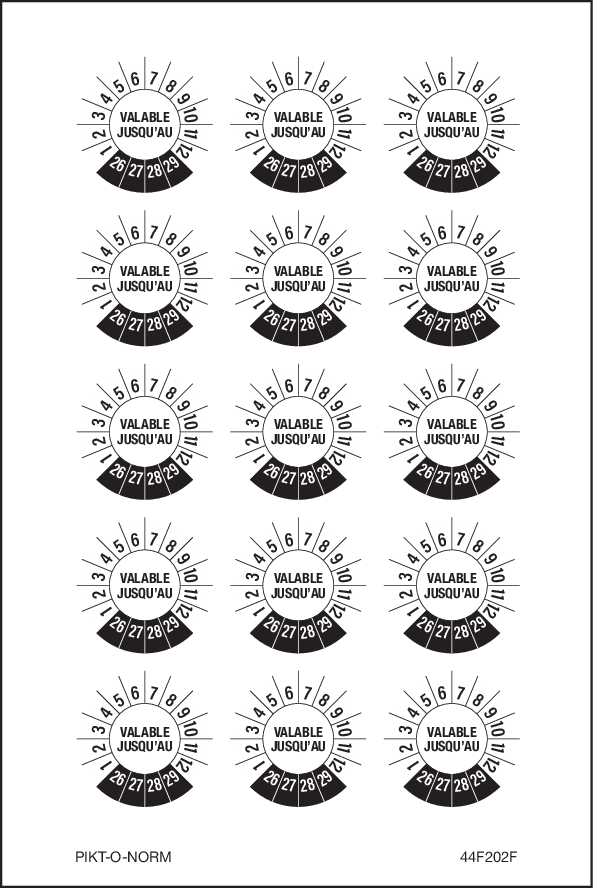 VALABLE JUSQU'AU, PASTILLES CALENDRIER