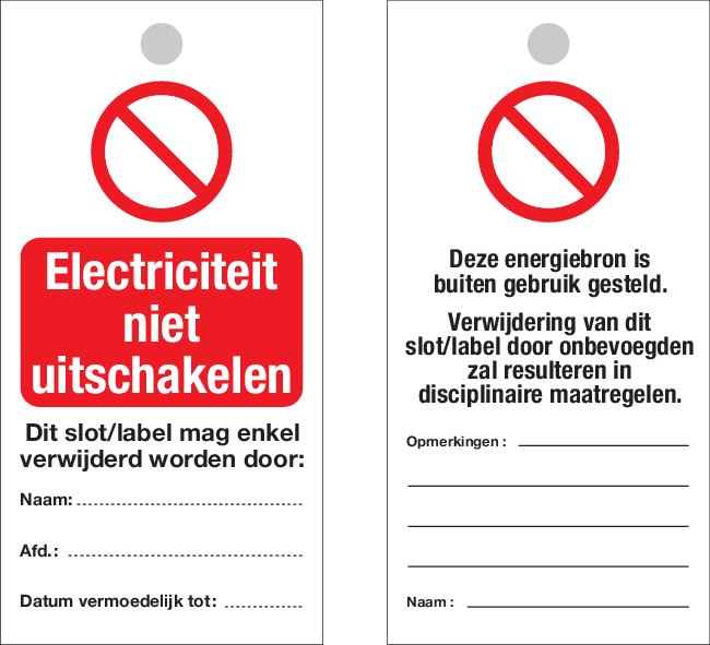 ELEKTRICITEIT NIET UITSCHAKELEN