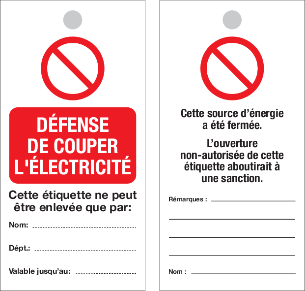 DÉFENSE DE COUPER L'ÉLECTRICITÉ