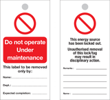 DO NOT OPERATE. UNDER MAINTENANCE