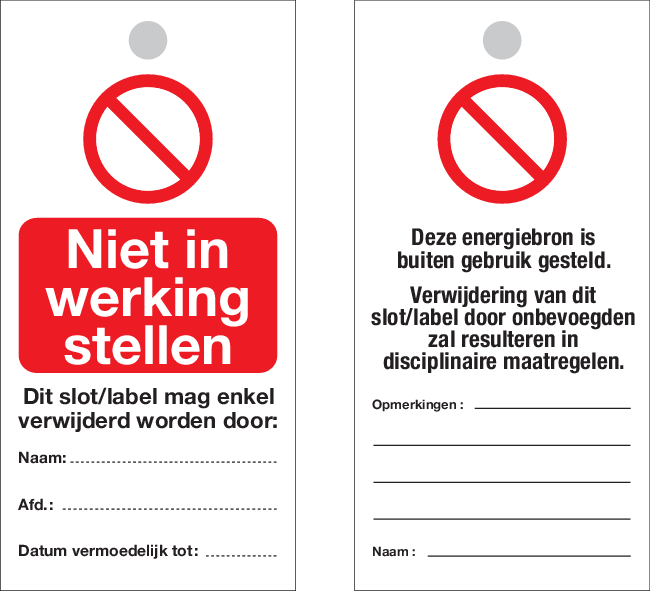 NIET IN WERKING STELLEN