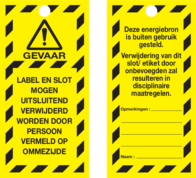 VEILIGHEIDSLABELS "DANGER DO NOT OPERATE