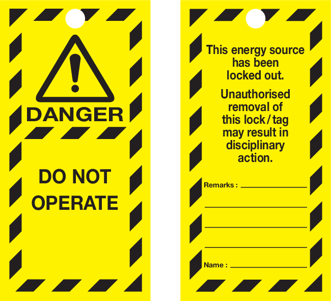 VEILIGHEIDSLABELS "DANGER DO NOT OPERATE