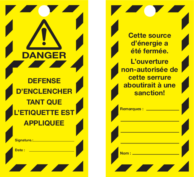 VEILIGHEIDSLABELS "DANGER DO NOT OPERATE