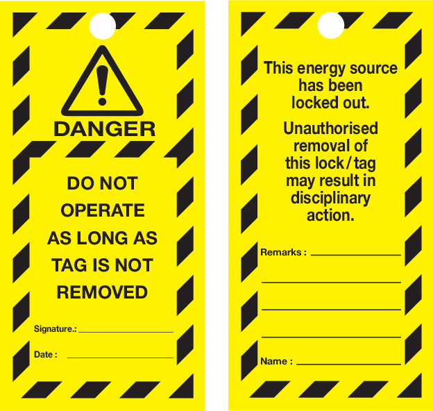 VEILIGHEIDSLABELS "DANGER DO NOT OPERATE