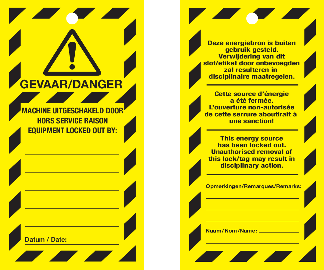 VEILIGHEIDSLABELS "DANGER DO NOT OPERATE