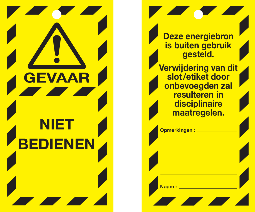VEILIGHEIDSLABELS "DANGER DO NOT OPERATE